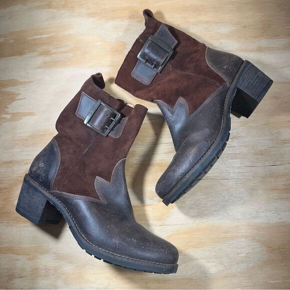 Olukai Brown Leather and Suede Ankle Boots Women’s Size 7 - Picture 2 of 8